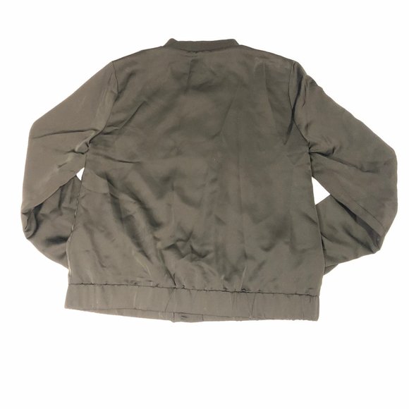 Design Lab Floral Embroidered Bomber Jacket XS Black with Peach, Orange, White - Picture 4 of 13